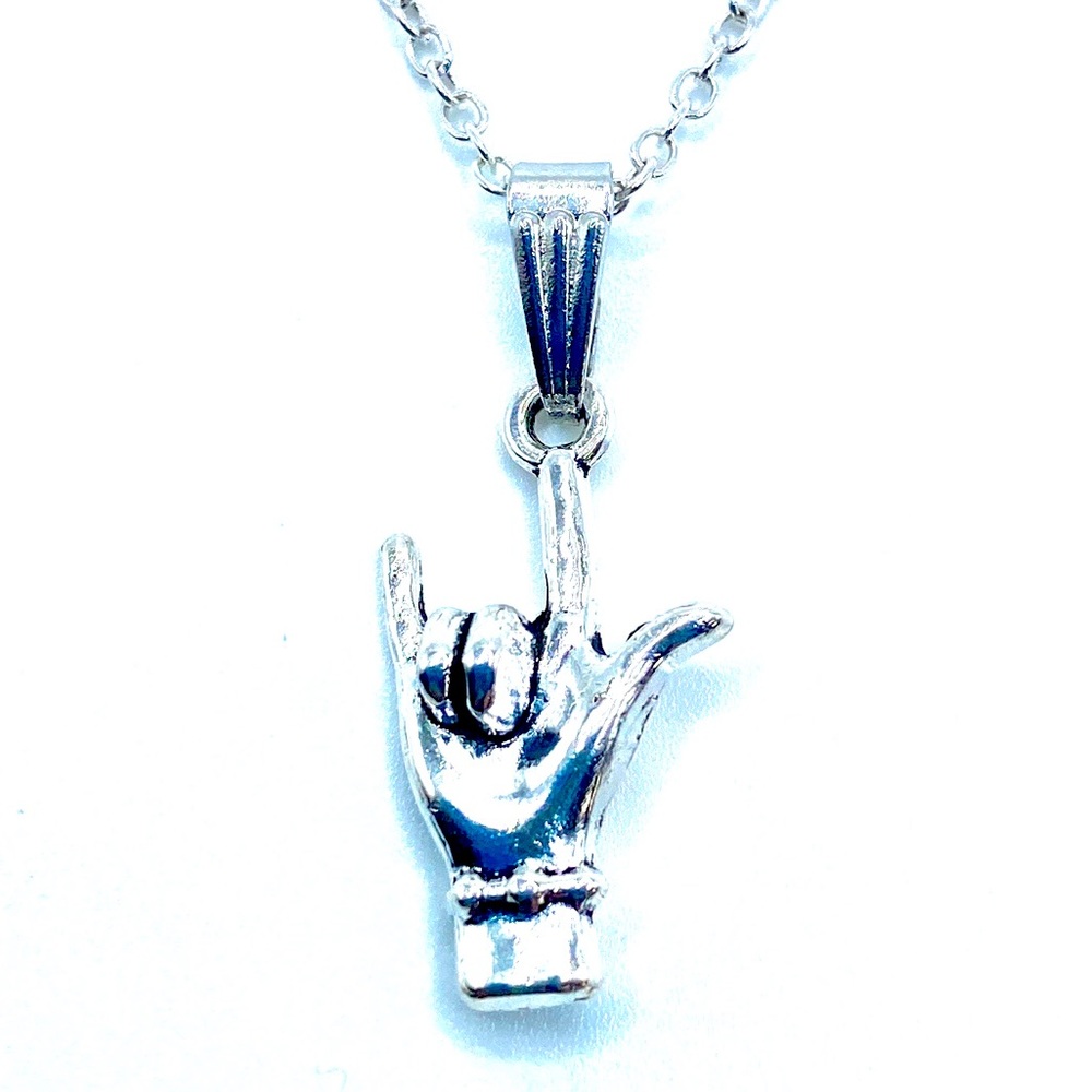 Rock N Roll Sign Necklace Hand Gesture